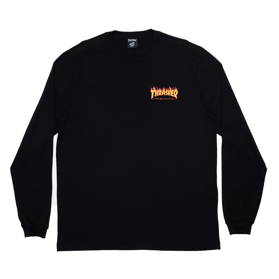 Camiseta Manga Longa Thrasher Flame Dot Collab Santa Cruz x Thrasher