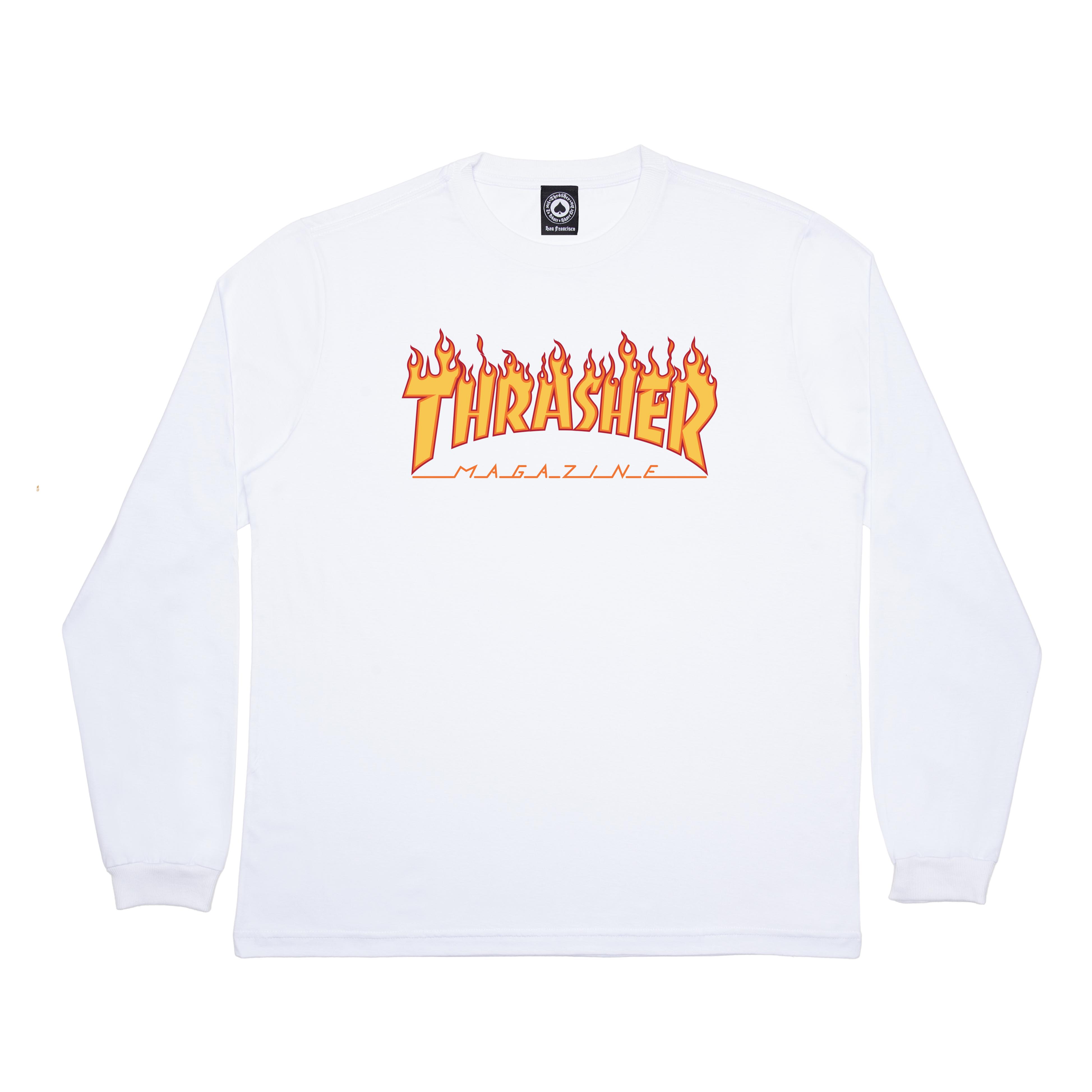 Camiseta Manga Longa Flame Logo Thrasher Magazine Preto